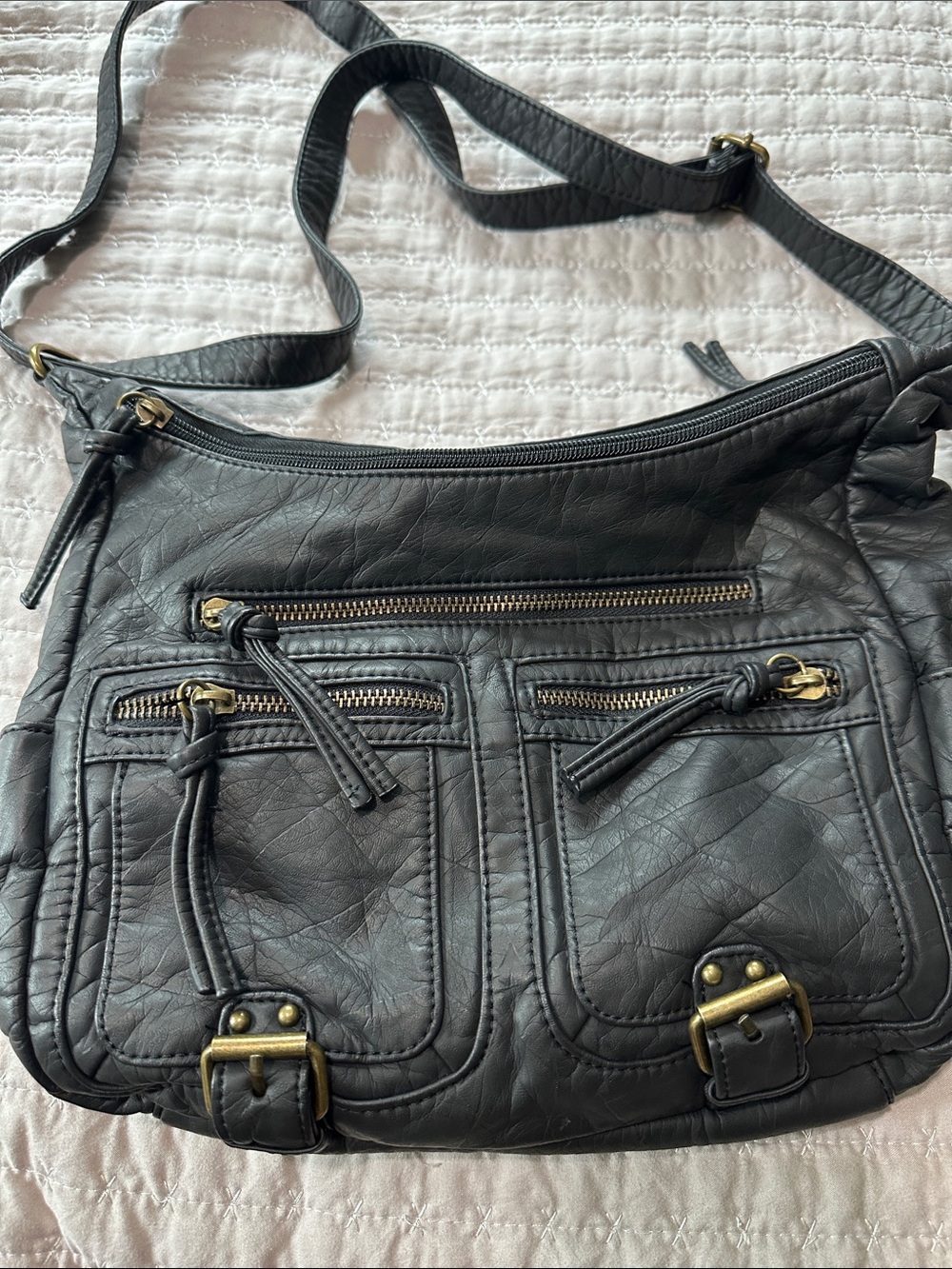 Bueno multi-pocket faux leather shoulder or crossbody bag